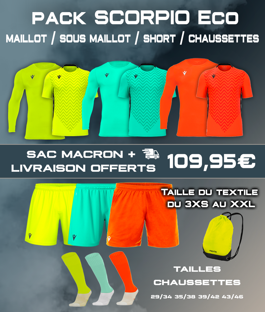 PACK Tenue SCORPIO Gardien de but JAUNE 109.95€