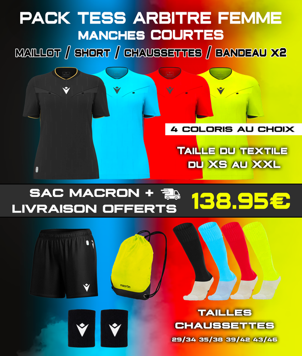 PACK Tenue TESS Arbitre Femme MC NOIR 138.95€